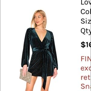 Lovers and Friends Emerald Velvet wrap dress M